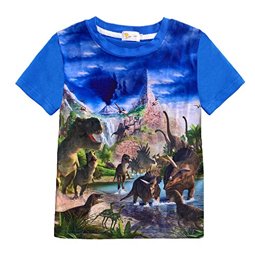 Book Cover Toddler Boys Shirt Dinosaur Short Sleeve 3D T-Shirt Summer Kids Animal Graphic Cotton Tops Tees
