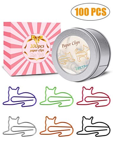 Book Cover Paper Clips, 200 Pcs Funny Paperclips Desk Accessories for Women Office, Cute Office Supplies for Women, Office Gift Cat Gifts for Cat Lovers, Cat Lover Gifts for Women Girls Coworkers (100)