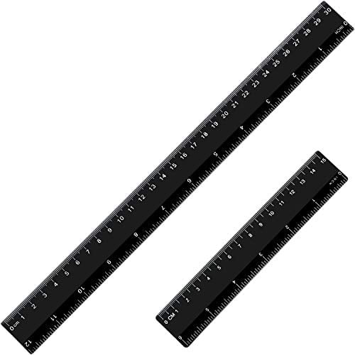 Book Cover eBoot Plastic Ruler Straight Ruler Plastic Measuring Tool 12 Inches and 6 Inches, 2 Pieces (Black)