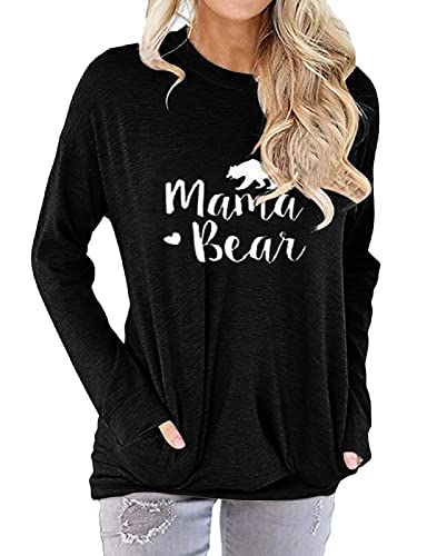Book Cover Vaise Womens Mama Bear Shirt Casual Long Sleeve Tunics Tops Mama Bear Sweatshirt Tops with Pockets