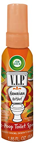Book Cover Air Wick V.I.P. Pre-Poop Toilet Spray, Up to 100 uses, Contains Essential Oils, Hawaiian Hotshot Scent, Travel Size, 1.85 Fl Oz