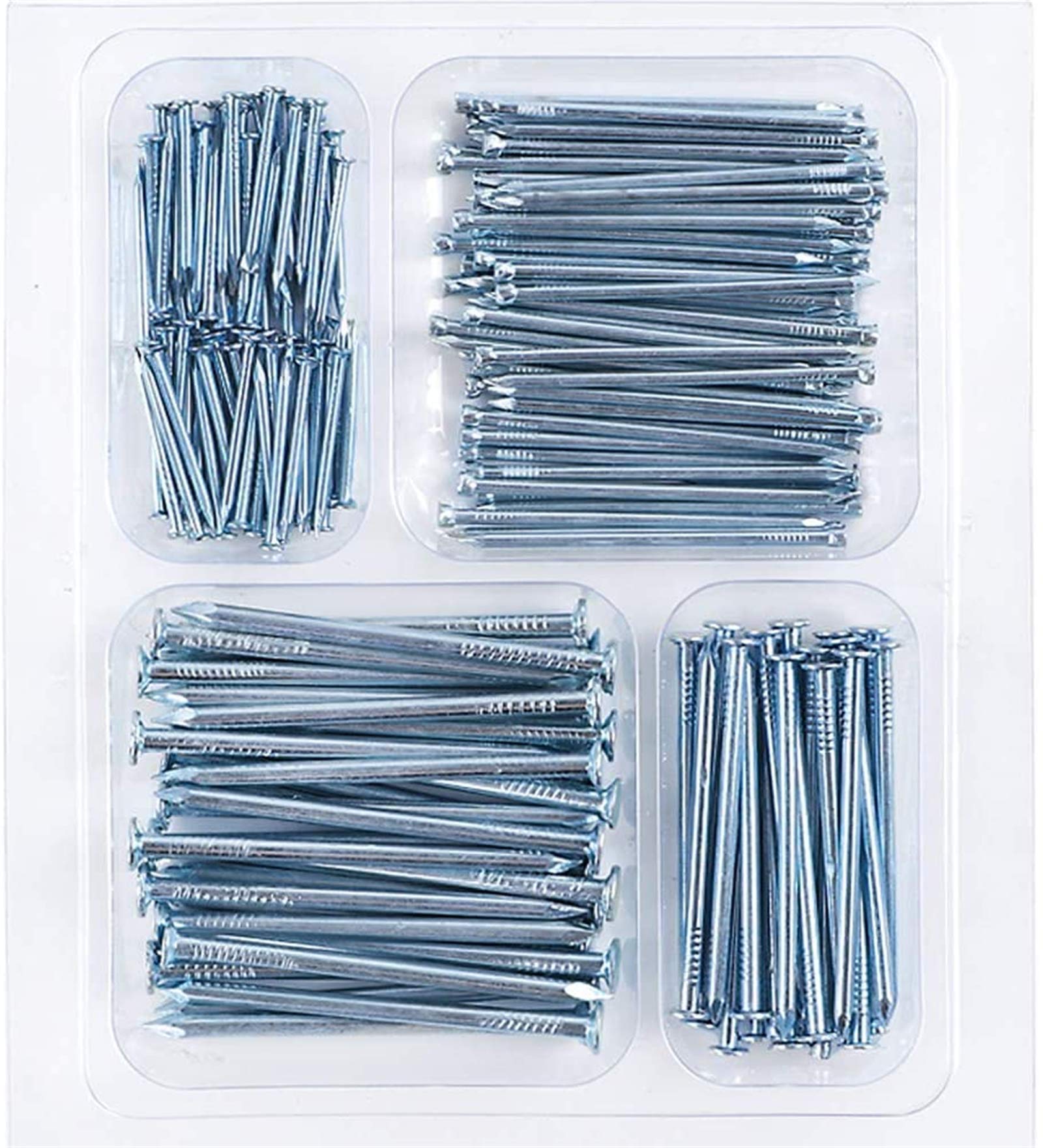 Book Cover Coceca 200 Pack Hardware Nails for Hanging Pictures, 4 Size Zinc Tiny Nail Assorted Kit, Picture Nail, Small Nails, Finishing Nail, Wall Nails and Galvanized Nails for Wood