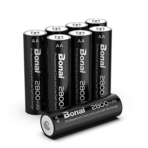 Book Cover BONAI AA Rechargeable Batteries 2800mAh 1.2V Ni-MH Low Self Discharge (Pack of 8)