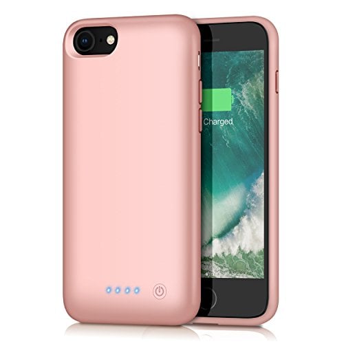Book Cover Xooparc Battery case for iPhone 8/7, [6000mah] Upgraded Charging Case Protective Portable Charger Case Rechargeable Extended Battery Pack for Apple iPhone 7/8(4.7') Backup Power Bank Cover (Rose)