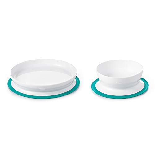 Book Cover OXO Tot Stick & Stay Suction Plate & Bowl Bundle - Teal