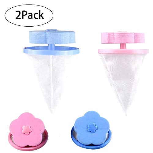 Book Cover BoBofly 2 Pack Washing Machine Floating Lint Mesh Bag Hair Filter Net Pouch, Floating Washing Machine Filter Washer Lint Trap