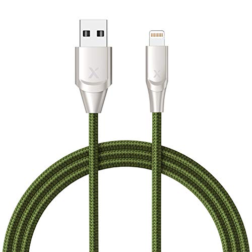 Book Cover Xcentz iPhone Charger 6ft, Apple MFi Certified Lightning Cable iPhone Charger Cable Metal Connector, Durable Braided Nylon High-Speed Charging Cord for iPhone X/XS Max/XR/8 Plus/7/6/5/SE, iPad, Green