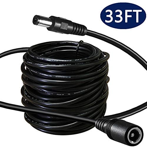Book Cover 2.1mm x 5.5mm Extension Cord 33FT/10 Meters,DC 12v Power Supply Adapter CCTV Security Camera Surveillance Indoor Wireless IP Camera Dvr Standalone LED Strip, Car, 12 Volt Male to Female Plug Cable