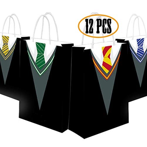 Book Cover Happy Storm Potter Gift Bags Wizard Party Goodie Bag Favor Halloween School Tie Cosplay Party Supplies 4 Designs (12 pcs)