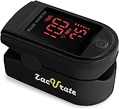 Book Cover Zacurate Pro Series 500DL Fingertip Pulse Oximeter Blood Oxygen Saturation Monitor with Silicon Cover, Batteries & Lanyard (Royal Black)