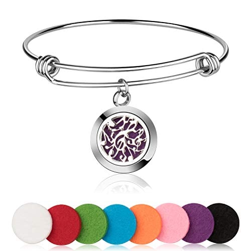 Book Cover Aromatherapy Essential Oil Diffuser Bracelet Jewelry Birthday Gifts for Women Stainless Steel Bangle Locket Diffuser Jewelry for Women with 8 Pads Jewelry Gift Set for Women Kids Girls