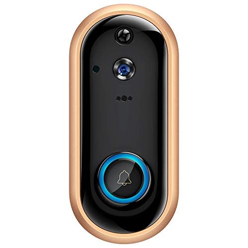 Book Cover SDETER Video Doorbell 1080P Wireless Home Security Surveillance Rechargeable Battery Camera with Cloud Storage Motion Detection Night Vision Two-Way Audio Android iOS Real-time Video (Gold)