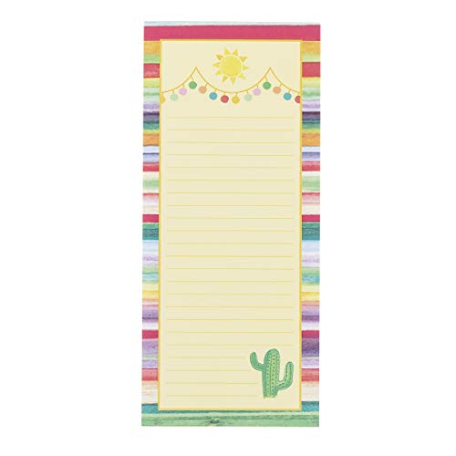 Book Cover Darice 30076534 Memo Pad with Magnet: Cactus Stripes Print, 60 Sheets, 8 x 3.5 inches, Multicolor