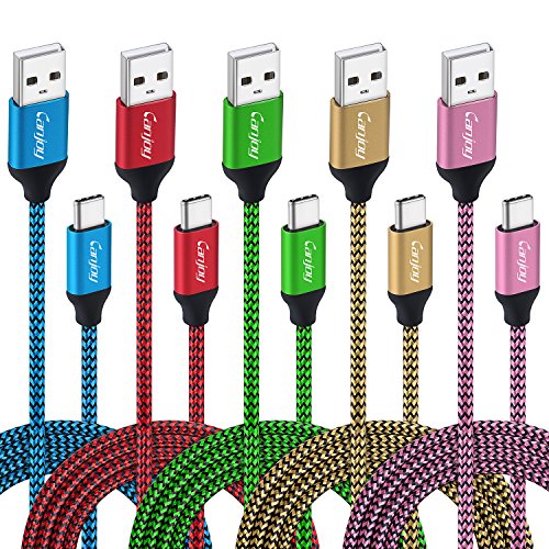 Book Cover USB Type C Cable, 5Pack 6ft Canjoy USB C Charger Cable Compatible with Samsung Galaxy S10 S10+ Note 8 9 S8 S9 Plus, Google Pixel XL 2XL 3XL, Moto X4 G6 Z3, LG G5 G6 V20 V30, HTC