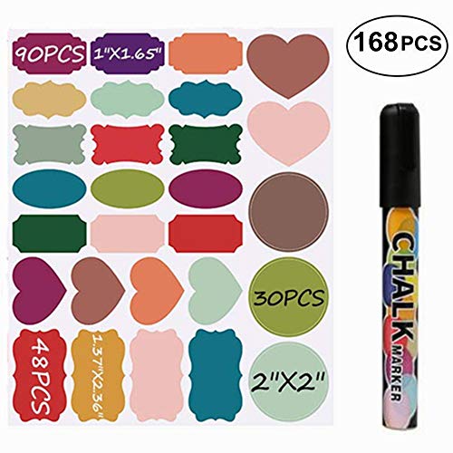 Book Cover Chalkboard Labels 168 Pack,Vbeauty Reusable Chalkboard Stickers with Black Chalk Markers for Labeling Mason Jars, Pantry, Craft Rooms & Closets