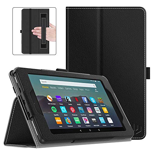 Book Cover Dadanism Folio Case Fits All-New Amazon Kindle Fire 7 Tablet (9th Generation, 2019 Release only), Premium PU Leather Lightweight Slim Shockproof Smart Stand Cover with Auto Wake/Sleep - Black