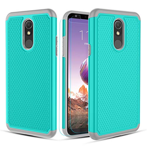 Book Cover LG Stylo 5 Case, LG Stylo 5 Phone Case with Screen Protector[2 Pack], [Non-Slip Design]&[Hybrid Dual Layer] Scratch Resistant Impact Shockproof Armor Rugged Protective Phone Case Cover-Teal