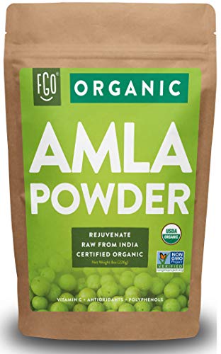 Book Cover Organic Amla Powder (Amalaki) | 8oz Resealable Kraft Bag | 100% Raw from India | by FGO