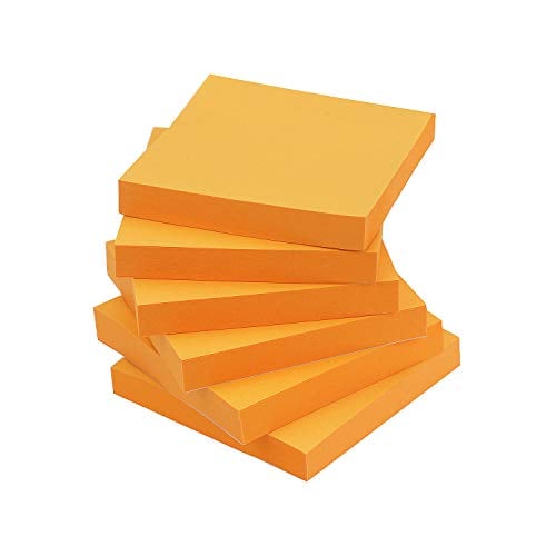 Book Cover Early Buy Pop Up Sticky Notes 3x3 Refills Self-Stick Notes 6 Pads, Solid Color, 100 Sheets/Pad (Orange)