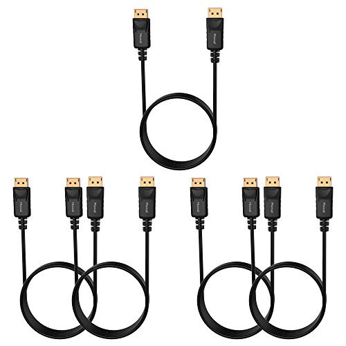 Book Cover Moread DisplayPort to DisplayPort Cable, 6 Feet, 5 Pack, Gold-Plated Display Port Cable (4K@60Hz, 1440p@144Hz) DP Cable Compatible with Computer, Desktop, Laptop, PC, Monitor, Projector - Black