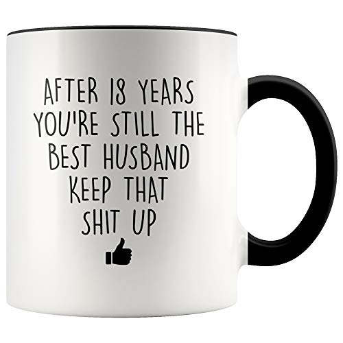 Book Cover YouNique Designs 18 Year Anniversary Coffee Mug for Him, 11 Ounces, 18th Wedding Anniversary Cup For Husband, Eighteen Years, Eighteenth Year, 18th Year