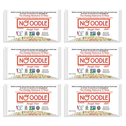 Book Cover NOoodle No Carb Pasta, Zero Calories, Gluten Free, Keto Friendly, Best Tasting Shirataki Noodles (Angel Hair 6 Pack)