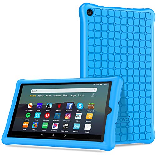 Book Cover TiMOVO Case Fits All-New Fire 7 Tablet (9th Generation, 2019 Release) - Lightweight Soft Silicone Kids Friendly Shockproof Cover Honey Comb Shell Fit Amazon Fire 7 Tablet - Blue