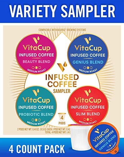 Book Cover VitaCup Coffee Pods 4ct Sampler Keto Paleo Whole30 Friendly, B12, B9, B6, B5, B1, D3, Compatible with K-Cup Brewers Including Keurig 2.0