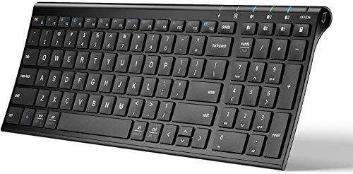 Book Cover [2021 Upgraded] iClever BK10 Bluetooth Keyboard, Universal Wireless Keyboard, Rechargeable Bluetooth 5.1 Multi Device Keyboard with Number Pad Full Size Stable Connection for Windows, iOS, Android