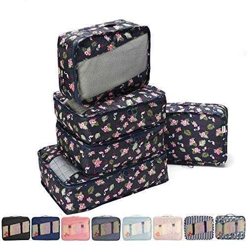 Book Cover Allfourior Travel Packing Cubes -4/5 Set Compression Package Luggage Organizer