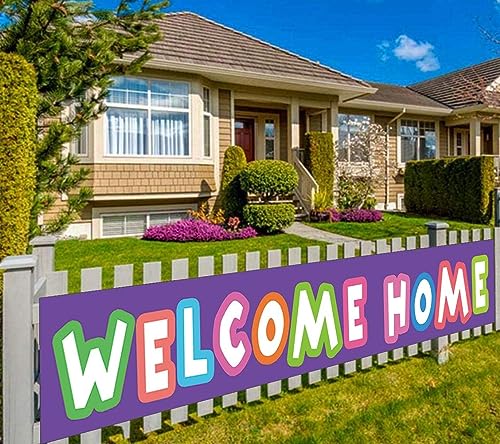 Book Cover Colormoon Large Welcome Home Banner, Homecoming Party Decorations, Housewarming Party Decorations, Military Homecoming, Return Party Sign a (9.8 x 1.6 feet)