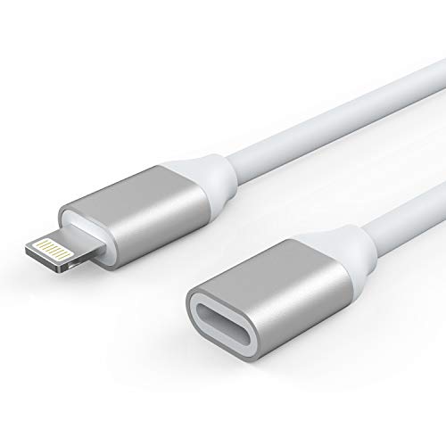 Book Cover EMATETEK Extender Cable Connector Female to Male Pass Audio Video Music Data and Power Charge. 1PCS 3Ft Female to Male Extension Cable Made of White TPE and Sliver Aluminum.