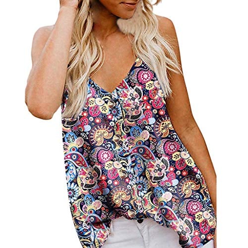 Book Cover Amlaiworld Womens Plus Size Tank Tops Camisole Top Sleeveless V Neck Button Floral Print Tee Top Loose Casual Shirts Blouse