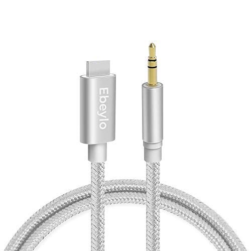 Book Cover Aux Cable for car,Ebeylo Aux Cord Compatible with iPhone 6/7/8/X/Xs/Xr/iPad/iPod ã€Nylon Braidedã€‘ 3.3ft 3.5mm Male Audio Adapter for Car Home Stereo &Headphone -Silver