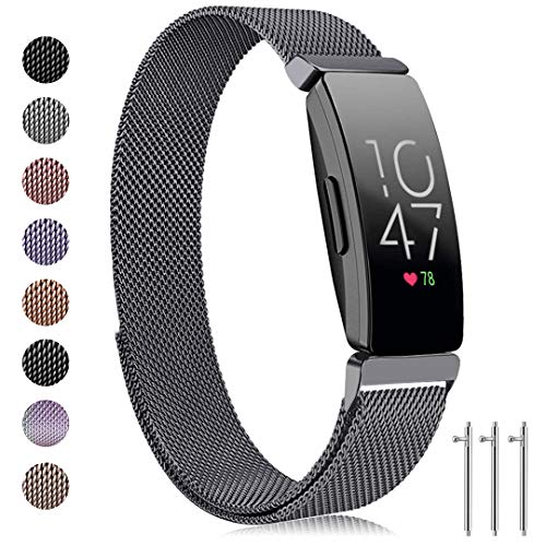 Book Cover Ouwegaga Compatible for Fitbit Inspire HR Bands and Fitbit Inspire Straps for Women Men Space Gray Small