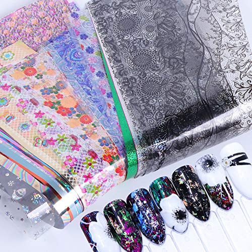 Book Cover 50 roll Spring Pink Lace Marble Series Nail Foil Flower Dream Catcher Transfer Sticker Nail Art(Random)