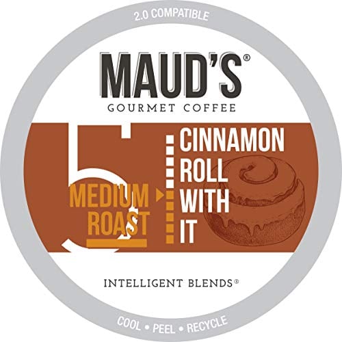 Book Cover Maud's Cinnamon Roll Flavored Coffee (Cinnamon Roll With It), 60ct. Recyclable Single Serve Coffee Pods - Richly Satisfying Arabica Beans California Roasted, K-Cup Compatible Including 2.0