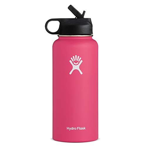 Book Cover Hydro Flask Wide Mouth Water Bottle, Straw Lid - 32 oz, Watermelon