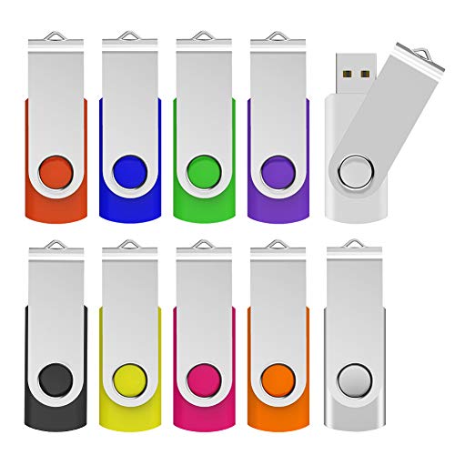 Book Cover USB 3.0 Flash Drive KOOTION 10 Pack 32gb Flash Drive USB Thumb Drive 3.0 USB Drive 32gb USB Flash Drive Keychain Memory Stick Swivel Jump Drives, Color-Coded