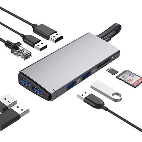 Book Cover USB C HUB - JiLi 10-in-1 Type C Hub with Ethernet 4K USB C to HDMI,1 Ethernet/RJ-45 Port,100W PD Fast Charging,4 USB 3.0 Ports,1 USB 2.0 Port - Now Out of Stock!!!