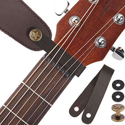Book Cover Guitar Strap Locks Acoustic Guitar Strap Button Leather Headstock Adapter Strap Lock Button, Top Grade,Black