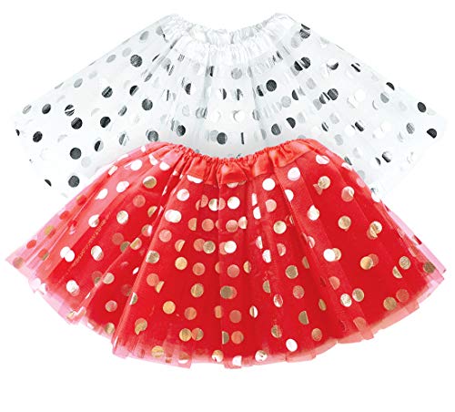 Book Cover Red Tutu for Toddler Girl & White Tulle Skirt Girls Tutus Set Kids Summer Skirts for Memorial Day / 4th of July