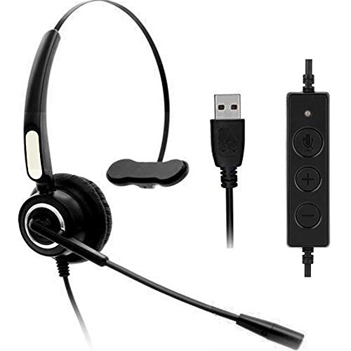 Book Cover Computer USB Headset, Callany Phone Headset with Noise Cancelling Microphone, Lightweight Wired Headset for Call Center Office, Skype, PC