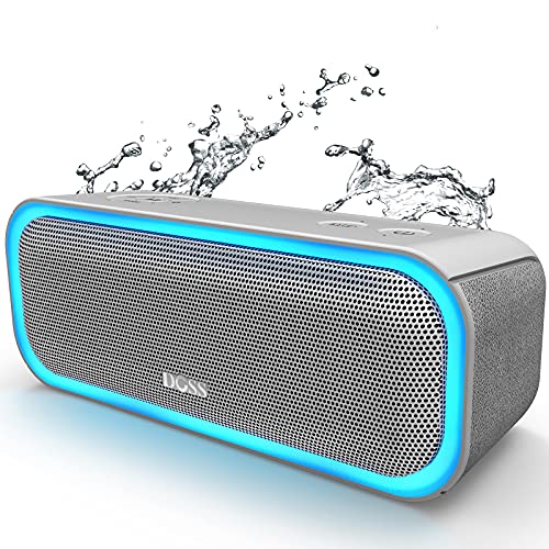 Book Cover DOSS Bluetooth Speaker, SoundBox Pro Portable Wireless Bluetooth Speaker with 20W Stereo Sound, Active Extra Bass, IPX5 Waterproof, Wireless Stereo Pairing, Multi-Colors Lights, 20Hrs Playtime -Grey