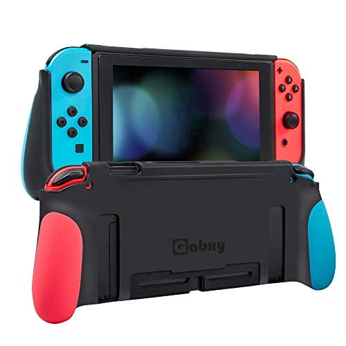 Book Cover Protective Case for Switch,Dockable Cover Case for Switch,Grip Cover in Silicone with Anti-Scratch and Shock-Absorption Soft TPU(Red and Blue)
