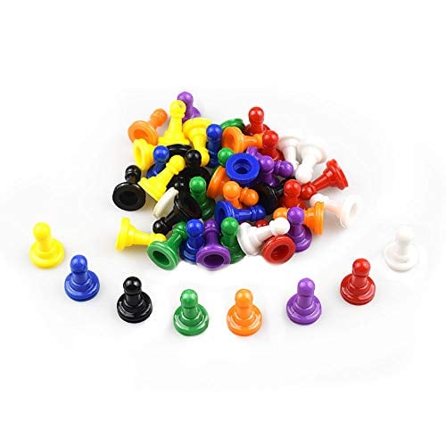 Book Cover 48 Pieces Multicolor Plastic Pawns Pieces Board Games, 1 Inch Human Figures Chess Game Pieces, Tabletop Markers Component