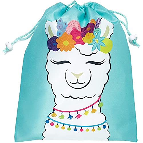 Book Cover Juvale 12-Pack Drawstring Llama Party Favor Bags for Fiestas and Birthday Parties, 10 x 12 Inches