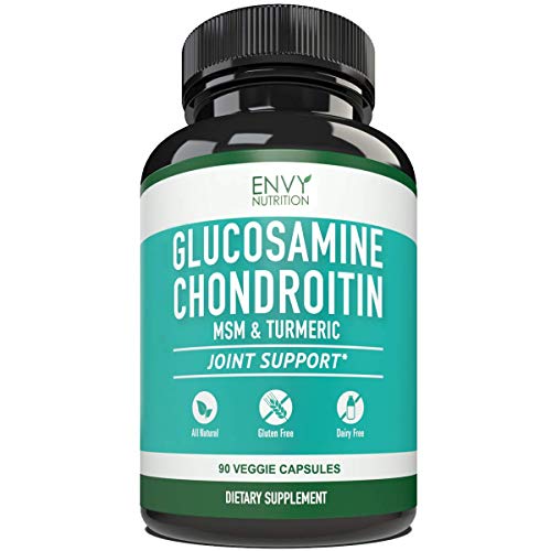 Book Cover Glucosamine with Chondroitin Turmeric MSM Boswellia - Joint Pain Relief Supplement - Anti-Inflammatory & Antioxidant Pills by Envy Nutrition for Your Back, Knees, Hands - Natural & Non-GMO - 90 Caps