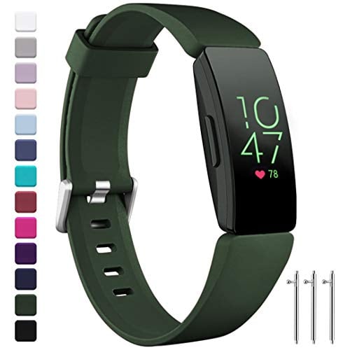 Book Cover Ouwegaga Compatible for Fitbit HR Inspire Bands Men Women and Fitbit Ace 2 Bands Kids Olive Green Large