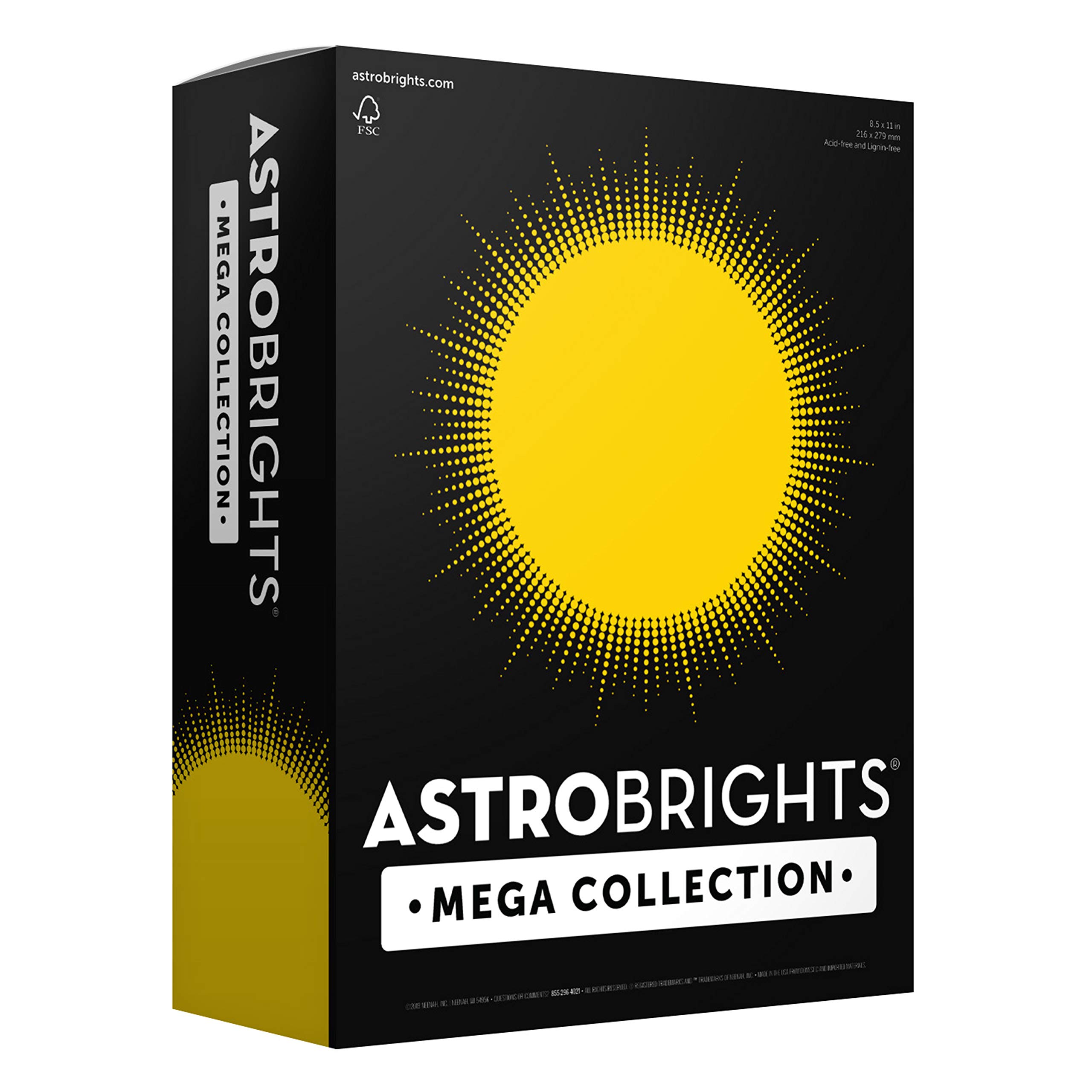 Book Cover Astrobrights Mega Collection, Colored Cardstock, Bright Yellow, 320 Sheets, 65 lb/176 gsm, 8.5